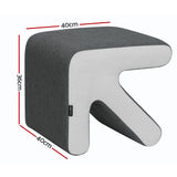 Artiss Ottoman Foot Stool Arrow Linen Grey - Front View