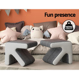 Artiss Ottoman Foot Stool Arrow Linen Grey - Top-Down View