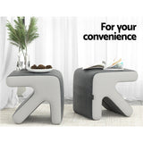 Artiss Ottoman Foot Stool Arrow Linen Grey - 45-Degree Angle