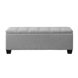 Artiss Storage Ottoman Blanket Box 97cm Button Linen Grey - Side View