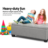 Artiss Storage Ottoman Blanket Box 97cm Button Linen Grey - Top-Down View