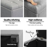 Artiss Storage Ottoman Blanket Box 97cm Button Linen Grey - 45-Degree Angle