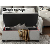 Artiss Storage Ottoman Blanket Box 97cm Button Linen Grey - Rear View