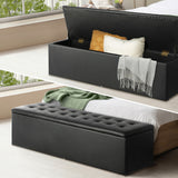 Oikiture Storage Ottoman XL PU Leather Black