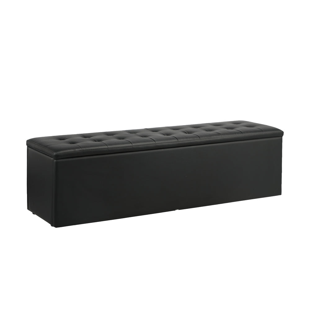 Oikiture Storage Ottoman XL PU Leather Black