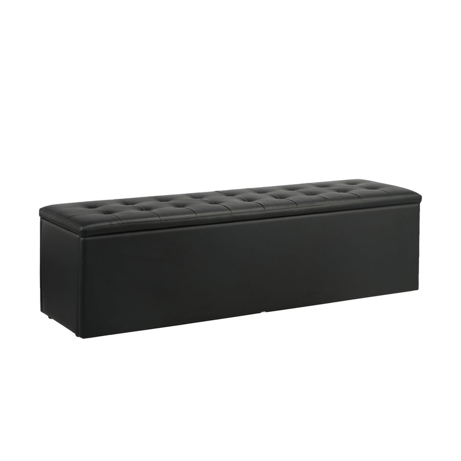 Oikiture Storage Ottoman XL PU Leather Black
