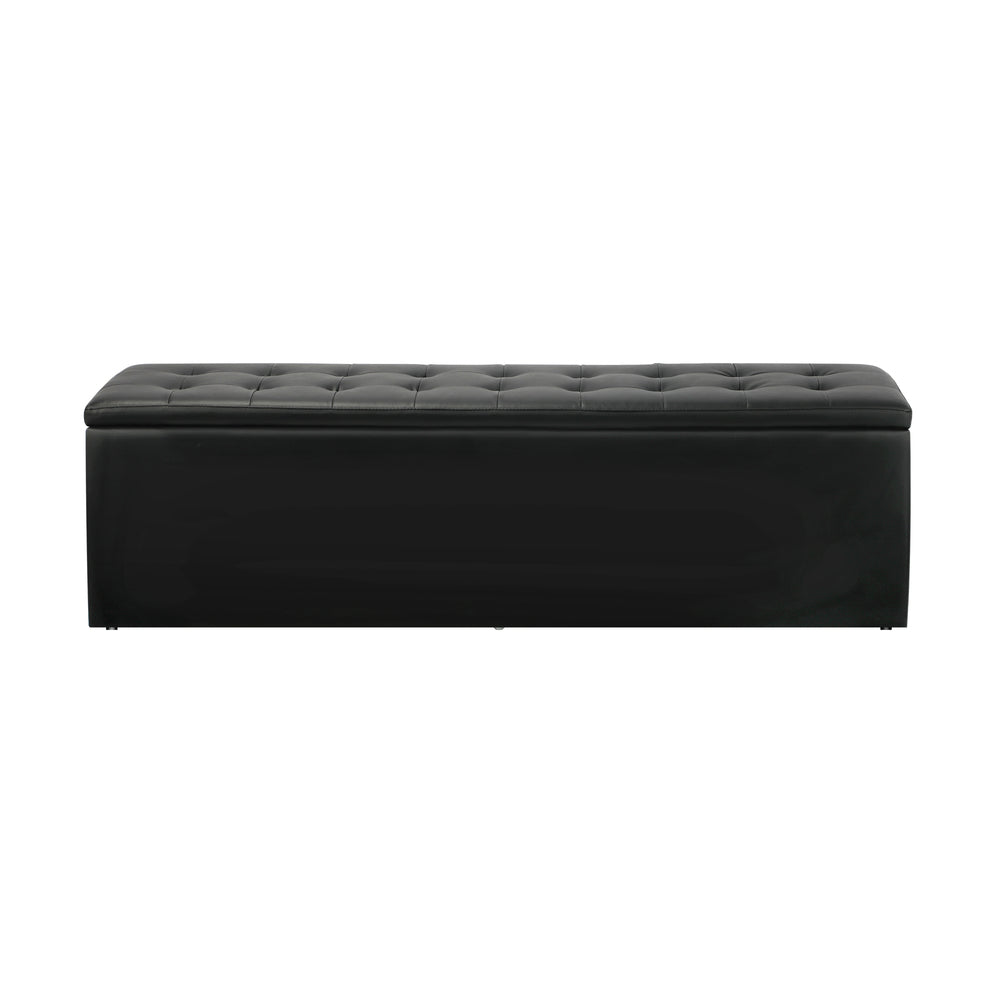 Oikiture Storage Ottoman XL PU Leather Black