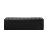 Oikiture Storage Ottoman XL PU Leather Black - Rear View