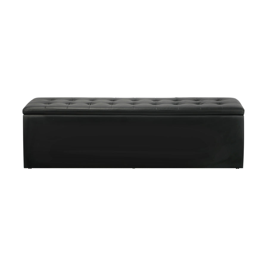 Oikiture Storage Ottoman XL PU Leather Black, image 6