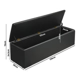 Oikiture Storage Ottoman XL PU Leather Black