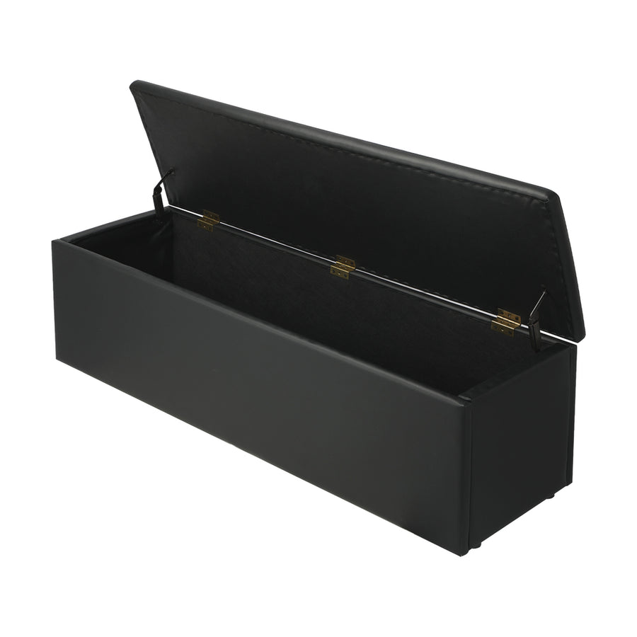 Oikiture Storage Ottoman XL PU Leather Black, image 3