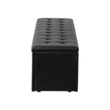 Oikiture Storage Ottoman XL PU Leather Black