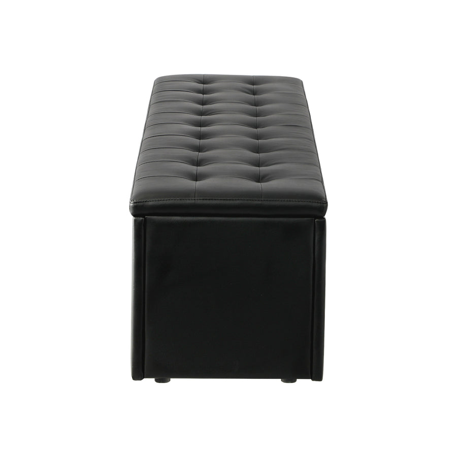 Oikiture Storage Ottoman XL PU Leather Black, image 4