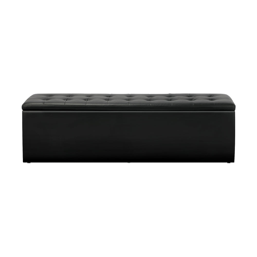 Oikiture Storage Ottoman XL PU Leather Black