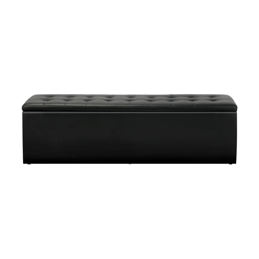 Oikiture Storage Ottoman XL PU Leather Black, image 5