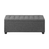Oikiture Storage Ottoman Faux Linen Grey - Rear View