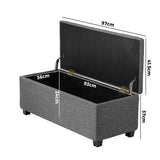 Oikiture Storage Ottoman Faux Linen Grey