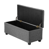 Oikiture Storage Ottoman Faux Linen Grey - Close-Up Angle