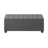Oikiture Storage Ottoman Faux Linen Grey - 45-Degree Angle