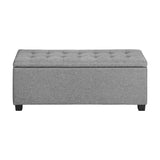 Oikiture Storage Ottoman Faux Linen Light Grey - Close-Up Angle