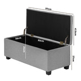 Oikiture Storage Ottoman Faux Linen Light Grey