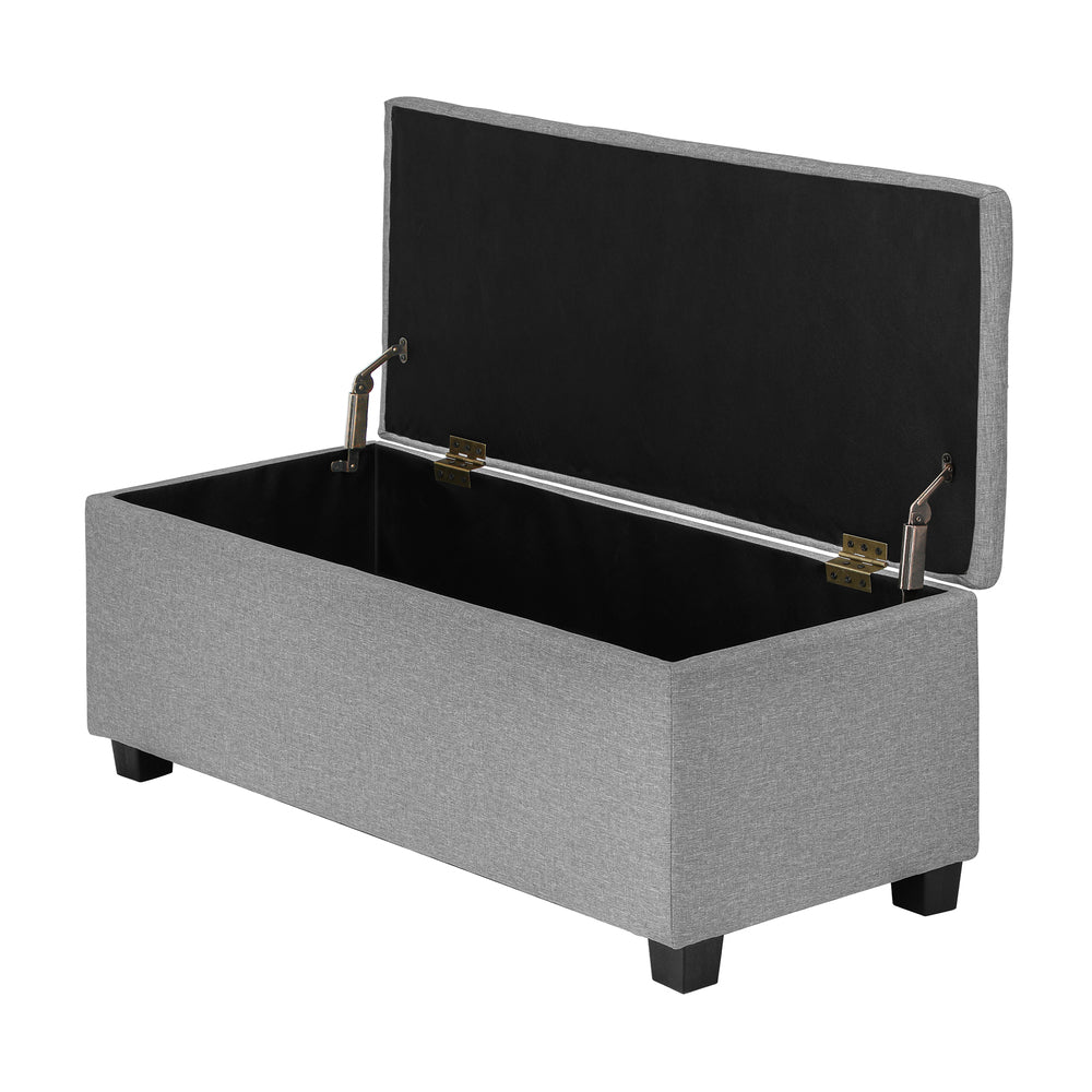 Oikiture Storage Ottoman Faux Linen Light Grey