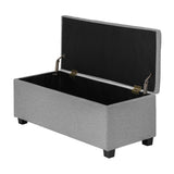 Oikiture Storage Ottoman Faux Linen Light Grey - Rear View