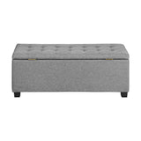 Oikiture Storage Ottoman Faux Linen Light Grey