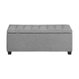 Oikiture Storage Ottoman Faux Linen Light Grey - 45-Degree Angle