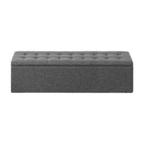 Oikiture Storage Ottoman XL Faux Linen Grey - Side View