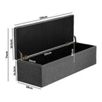Oikiture Storage Ottoman XL Faux Linen Grey, image 4