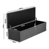 Oikiture Storage Ottoman XL Faux Linen Grey - Top-Down View