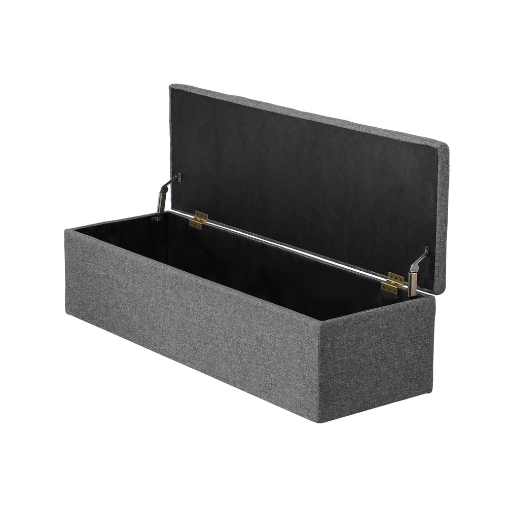 Oikiture Storage Ottoman XL Faux Linen Grey