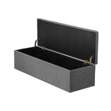 Oikiture Storage Ottoman XL Faux Linen Grey - Close-Up Angle