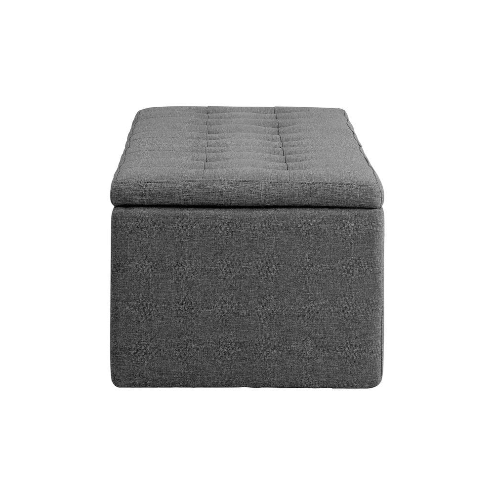 Oikiture Storage Ottoman XL Faux Linen Grey