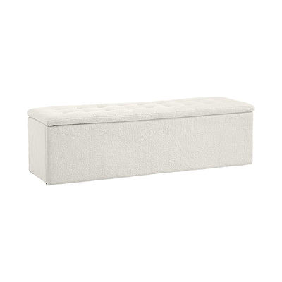 Oikiture Storage Ottoman XL Faux Sherpa White