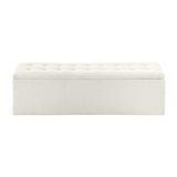 Oikiture Storage Ottoman XL Faux Sherpa White