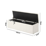 Oikiture Storage Ottoman XL Faux Sherpa White - Top-Down View