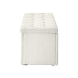 Oikiture Storage Ottoman XL Faux Sherpa White