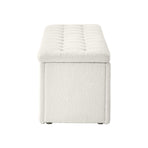 Oikiture Storage Ottoman XL Faux Sherpa White