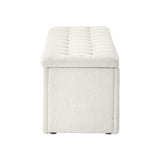 Oikiture Storage Ottoman XL Faux Sherpa White - Side View