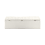 Oikiture Storage Ottoman XL Faux Sherpa White