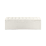 Oikiture Storage Ottoman XL Faux Sherpa White - Close-Up Angle