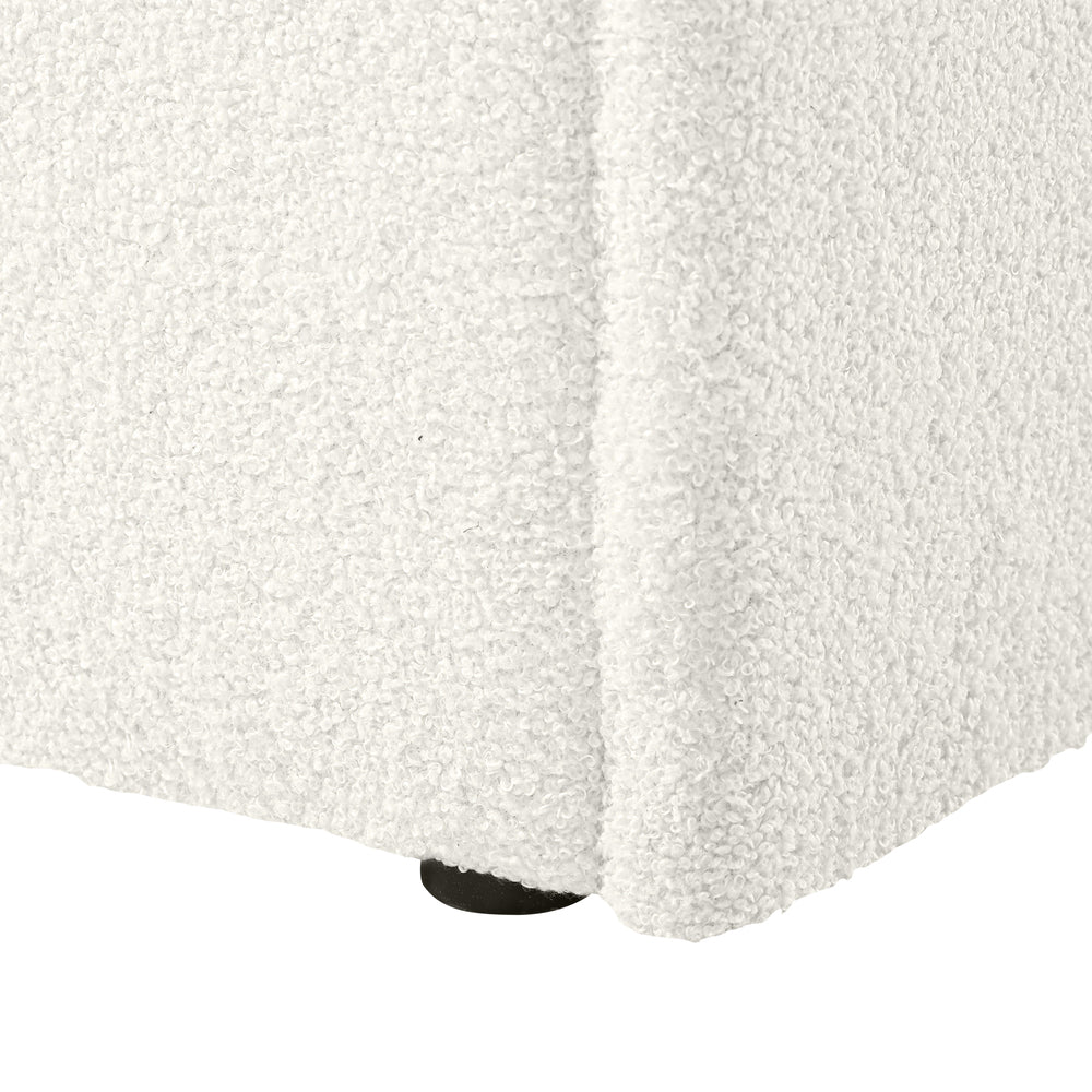 Oikiture Storage Ottoman XL Faux Sherpa White