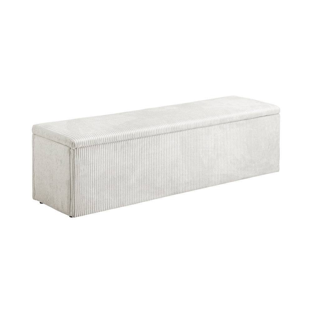 Oikiture Storage Ottoman Blanket Box XL Polyester Beige