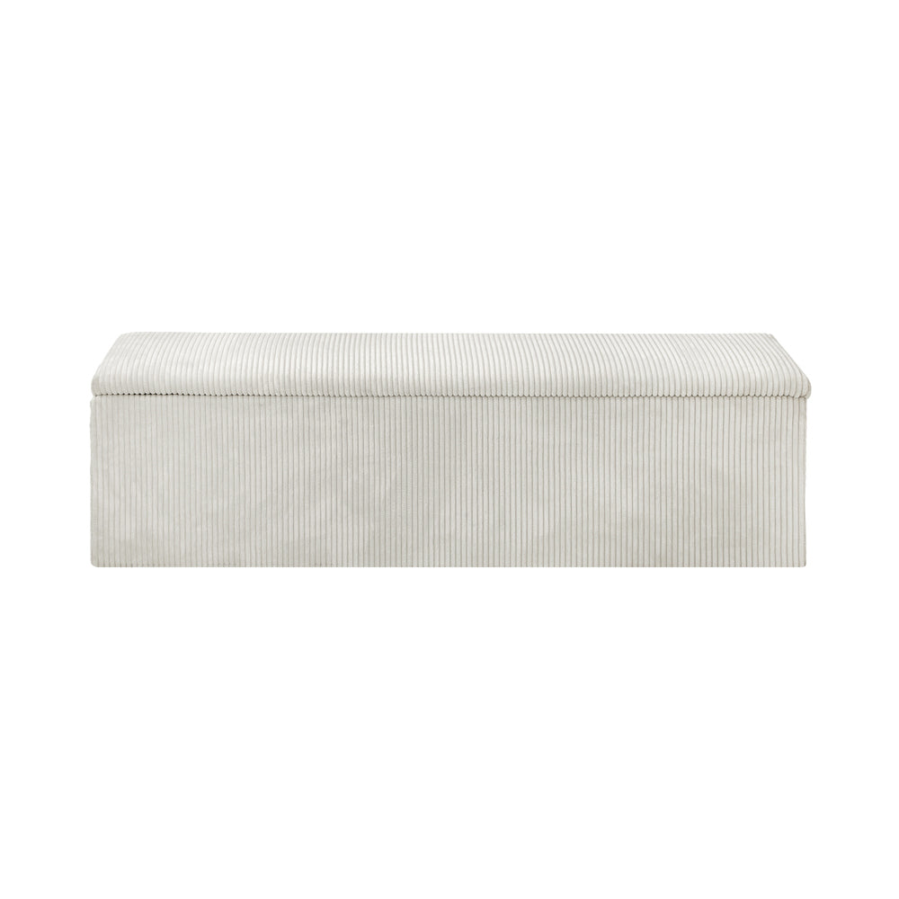 Oikiture Storage Ottoman Blanket Box XL Polyester Beige
