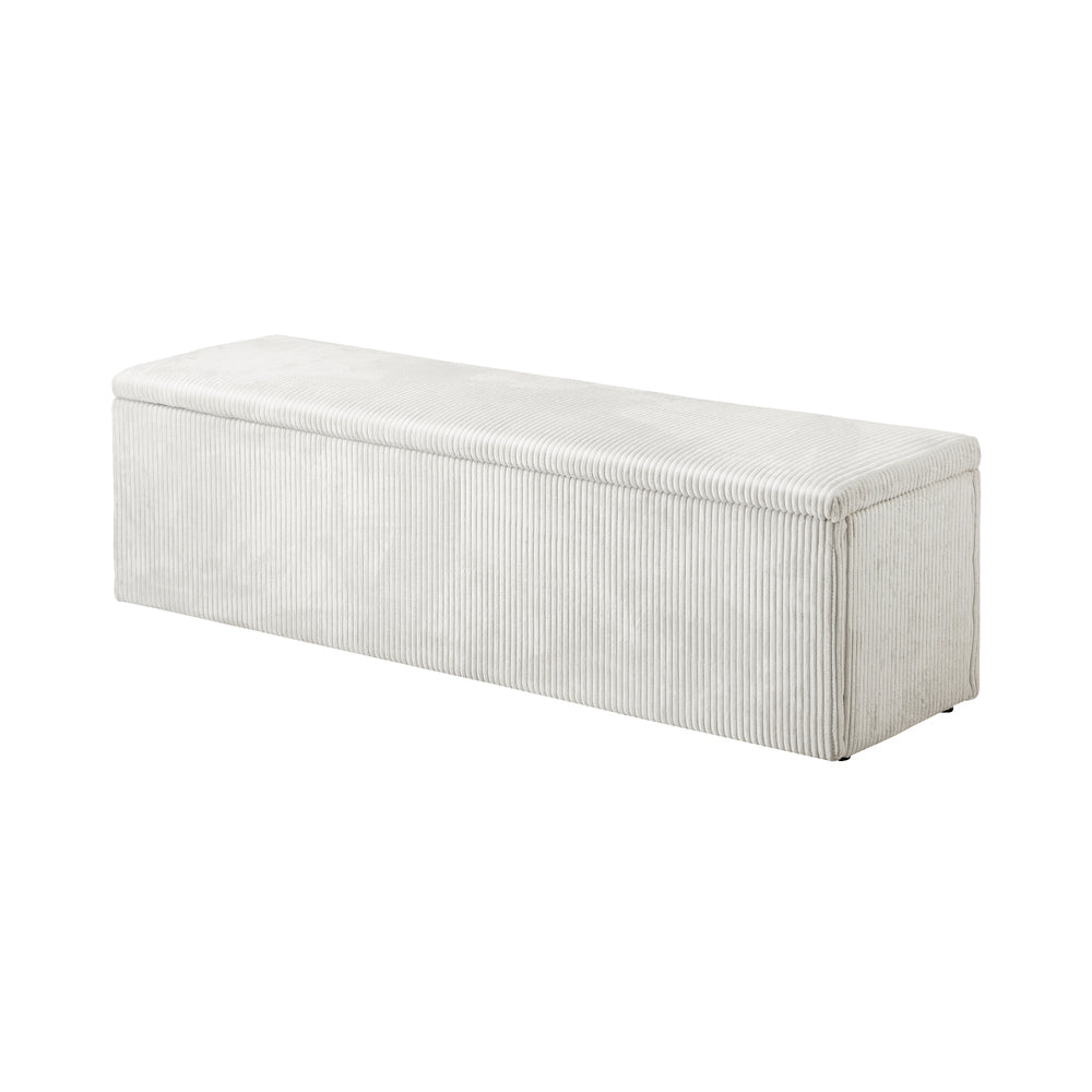 Oikiture Storage Ottoman Blanket Box XL Polyester Beige