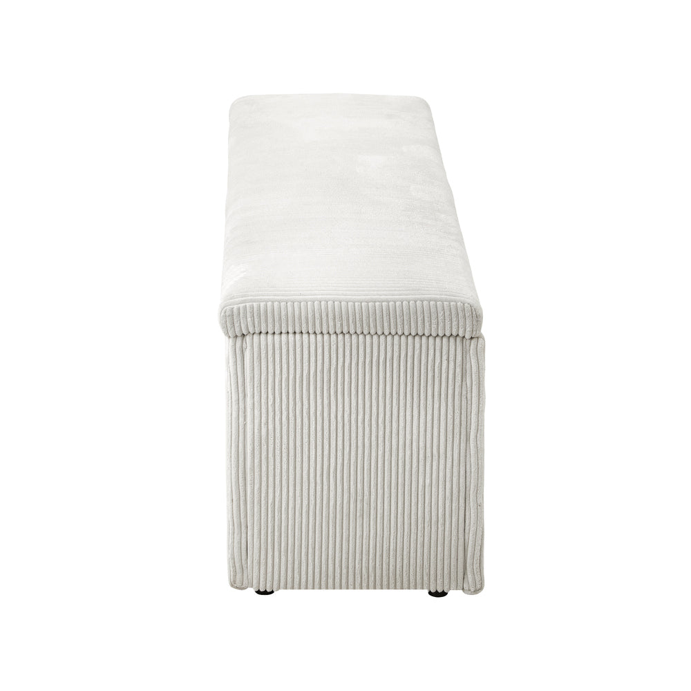 Oikiture Storage Ottoman Blanket Box XL Polyester Beige