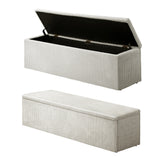 Oikiture Storage Ottoman Blanket Box XL Polyester Beige - Side View