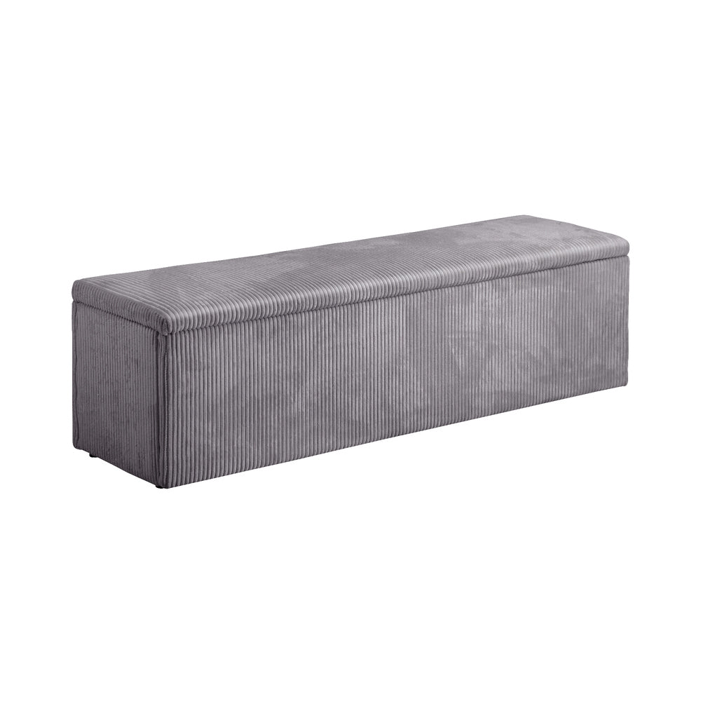 Oikiture Storage Ottoman Blanket Box XL Polyester Grey